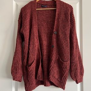 American Eagle Outfitters Burgundy Knit Oversized Cardigan